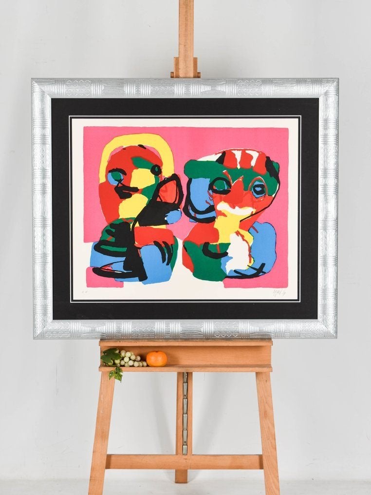 Karel Appel (1921-2006) - Two Faces, Ophalen, Ingelijst, Portret en Figuren, Lithografie