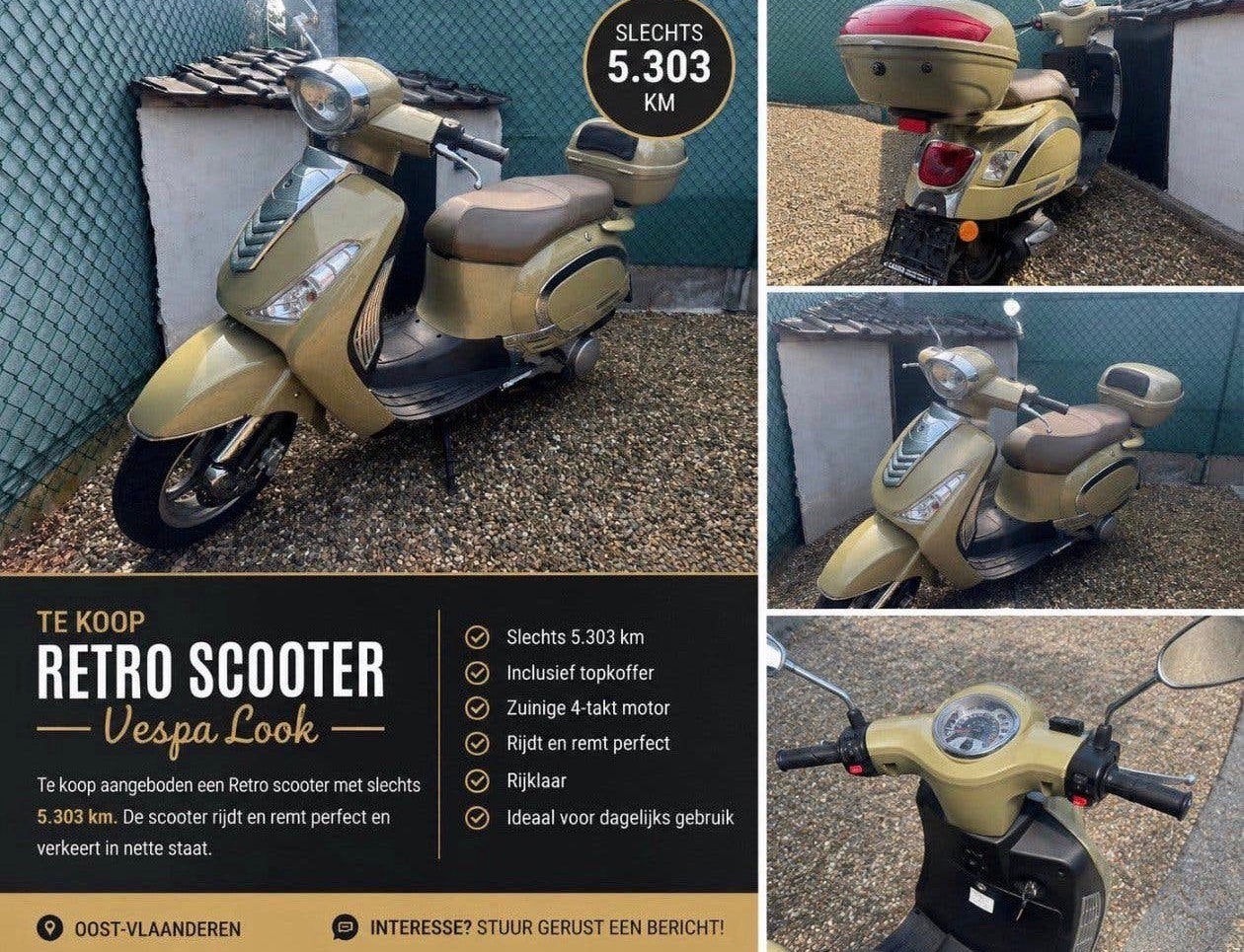 Retro scooter 125cc, Ophalen, Zo goed als nieuw