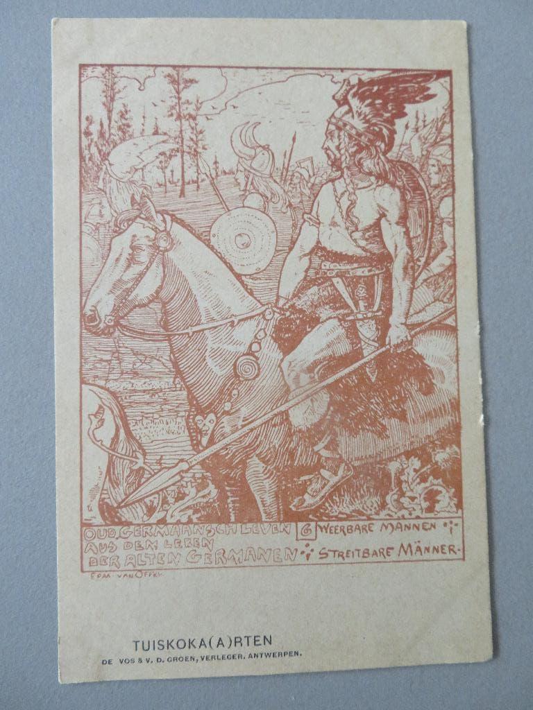 Edmond van Offel PK Germaansch leven Weerbare mannen, Enlèvement ou Envoi, Avant 1920, Non affranchie, Artisanats et Métiers