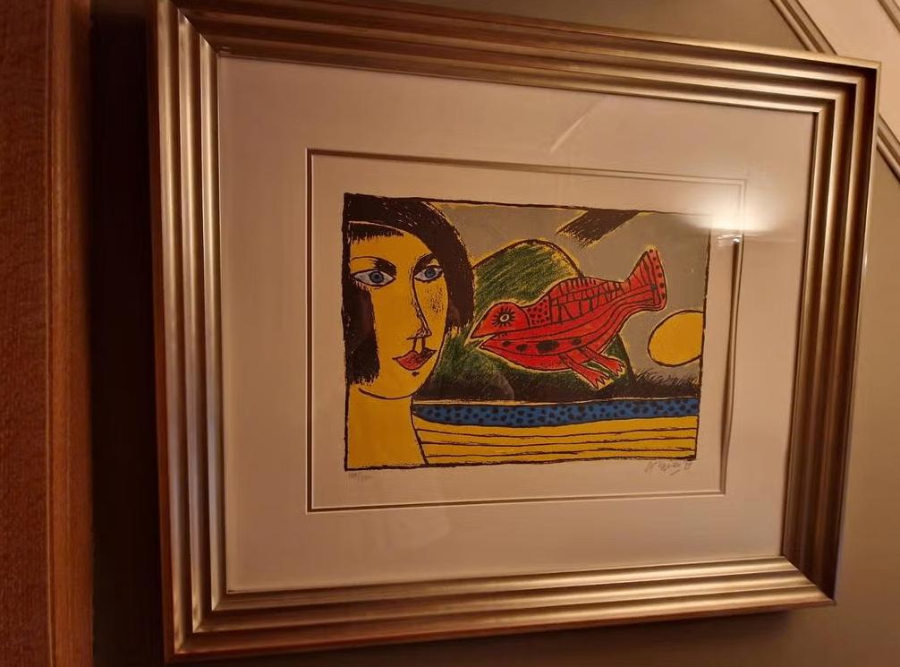 Corneille " Vrouw met Vogel ", Antiek en Kunst, Kunst | Litho's en Zeefdrukken, Ophalen of Verzenden