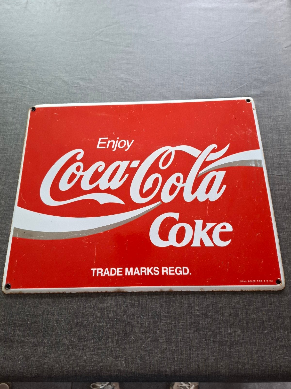 emaille bord coca cola, Ophalen, Gebruikt, Reclamebord