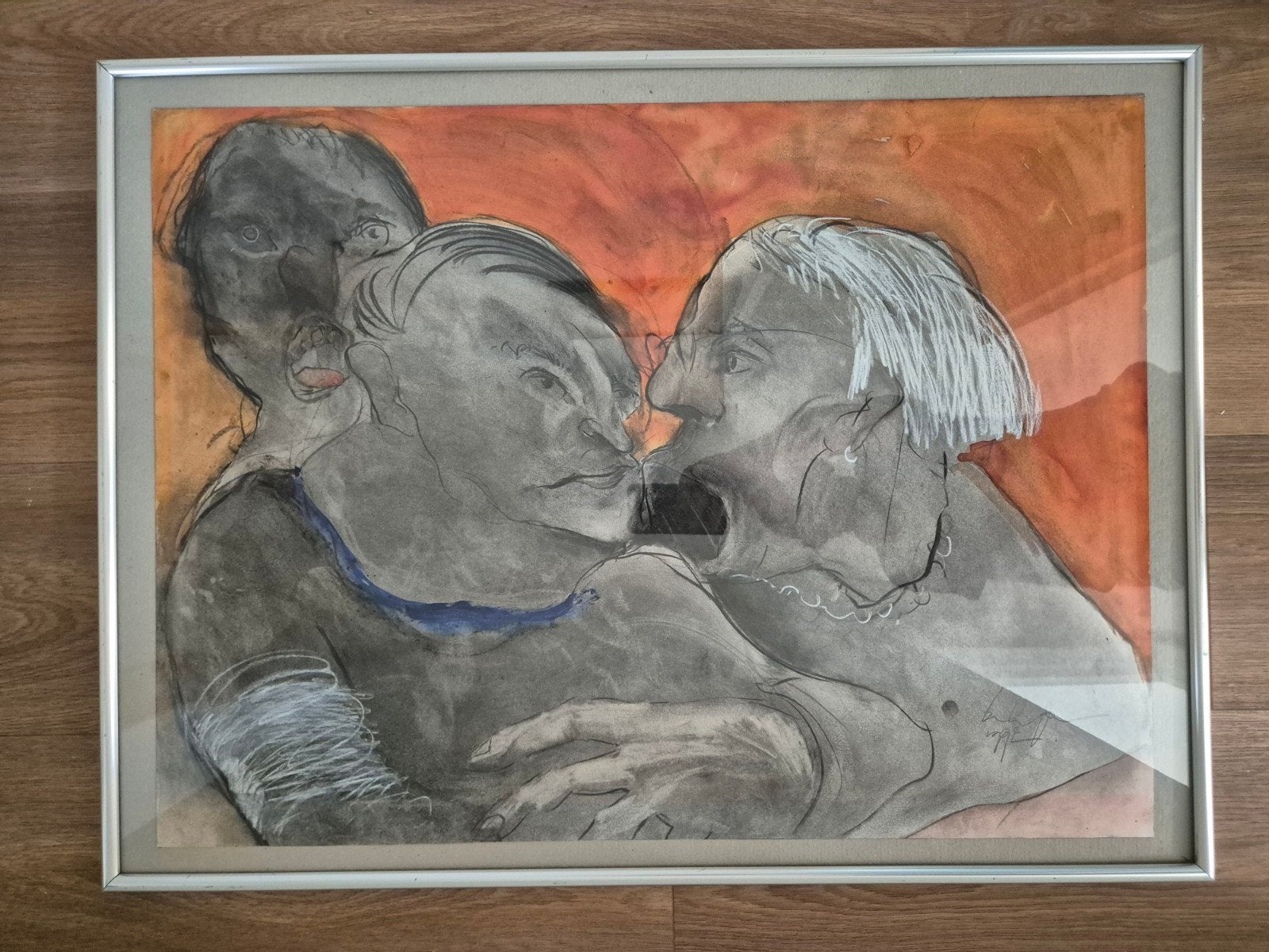 Origineel kunstwerk Dirk Boulanger (1997) – Gemengde technie, Antiquités & Art, Enlèvement, Aquarelle, Sous verre