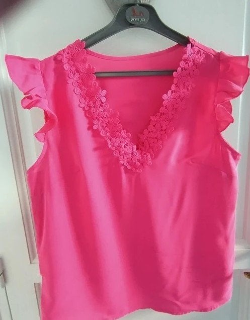 Shein : roze topje polyester blouse , maat L, Maat 42/44 (L), Nieuw, Ophalen of Verzenden, Roze