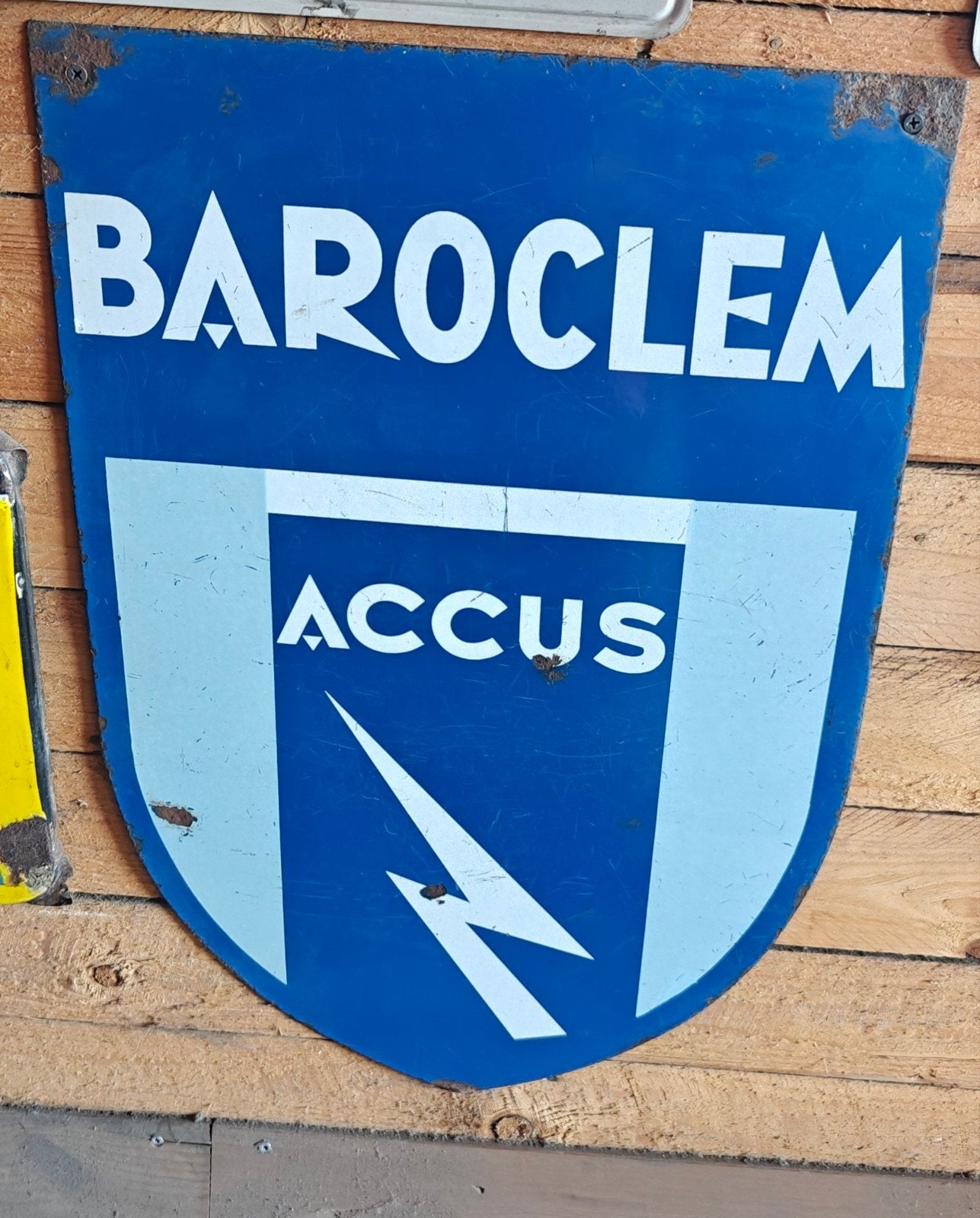 Baroclem dubbelezijdig emaille bord 39cm op 60., Enlèvement