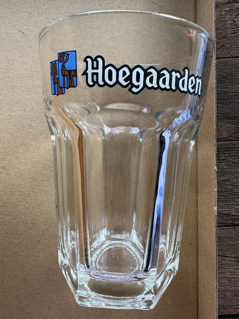 Hoegaarden (met blauw logo) (3 glazen), Ophalen of Verzenden, Zo goed als nieuw, Glas of Glazen, Overige merken