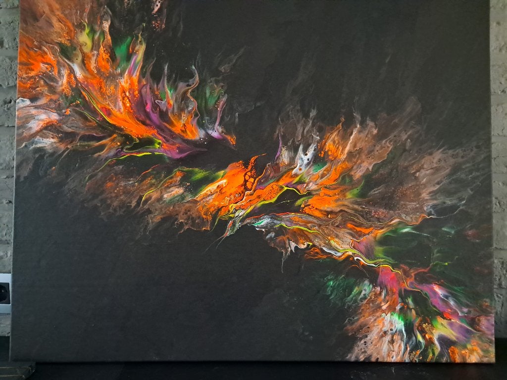 Abstract Modern Acryl canvas 70*90cm, Antiek en Kunst, Ophalen, Gesigneerd, Acrylverf, Abstract