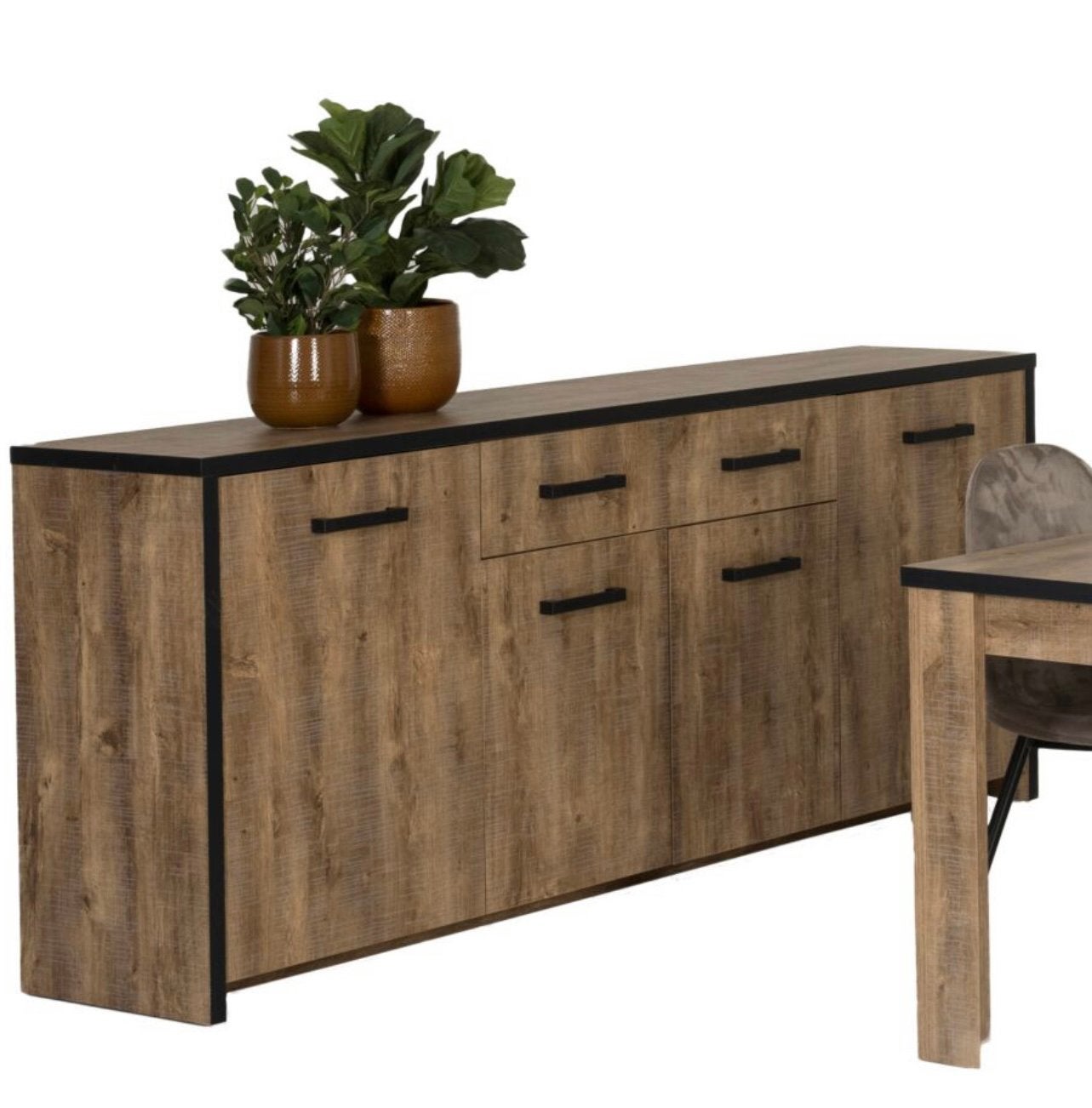 Weba dressoir 210 cm – industriële eik – nieuw in verpakking, Huis en Inrichting, Kasten | Dressoirs, Ophalen, Nieuw