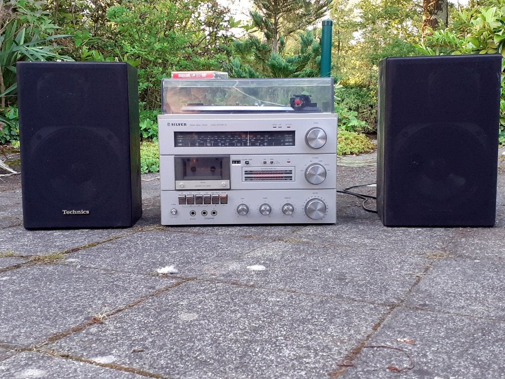 intage stereoketen Silver met 2 luidsprekers, 2 * 50 Watt., TV, Hi-fi & Vidéo, Chaîne Hi-fi, Utilisé, Deck cassettes ou Lecteur-enregistreur de cassettes