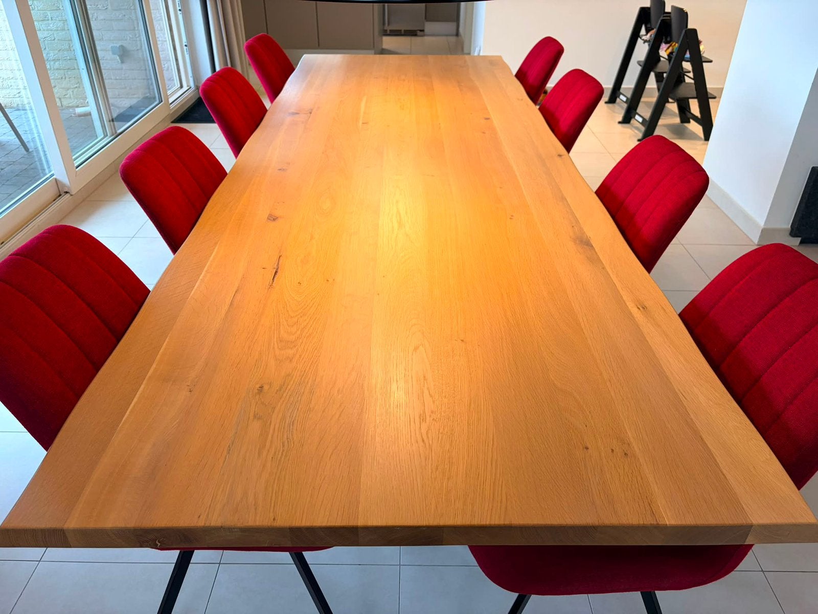 Eettafel hout met metalen poot, Ophalen, 100 tot 150 cm, 200 cm of meer, Zo goed als nieuw