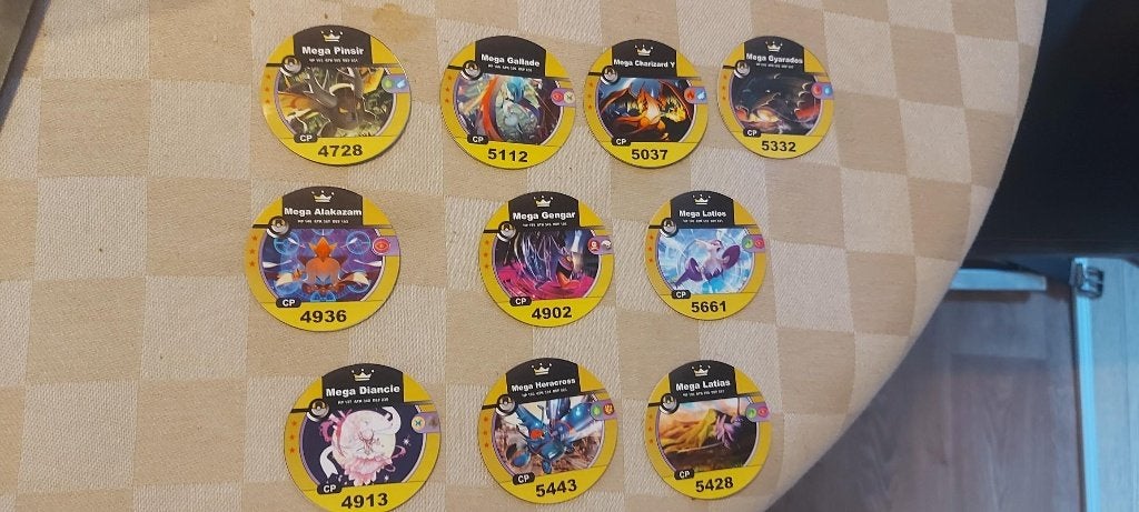 pokemon medaillon battle flippos 10 stuks oa Pinsir, Enlèvement ou Envoi, Mega, Flippos en vrac