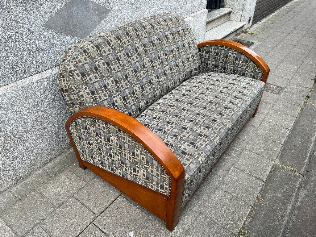 Art deco tweezit in zeer goede staat, regio Herentals, 75 à 100 cm, Moins de 150 cm, Banc droit, Enlèvement