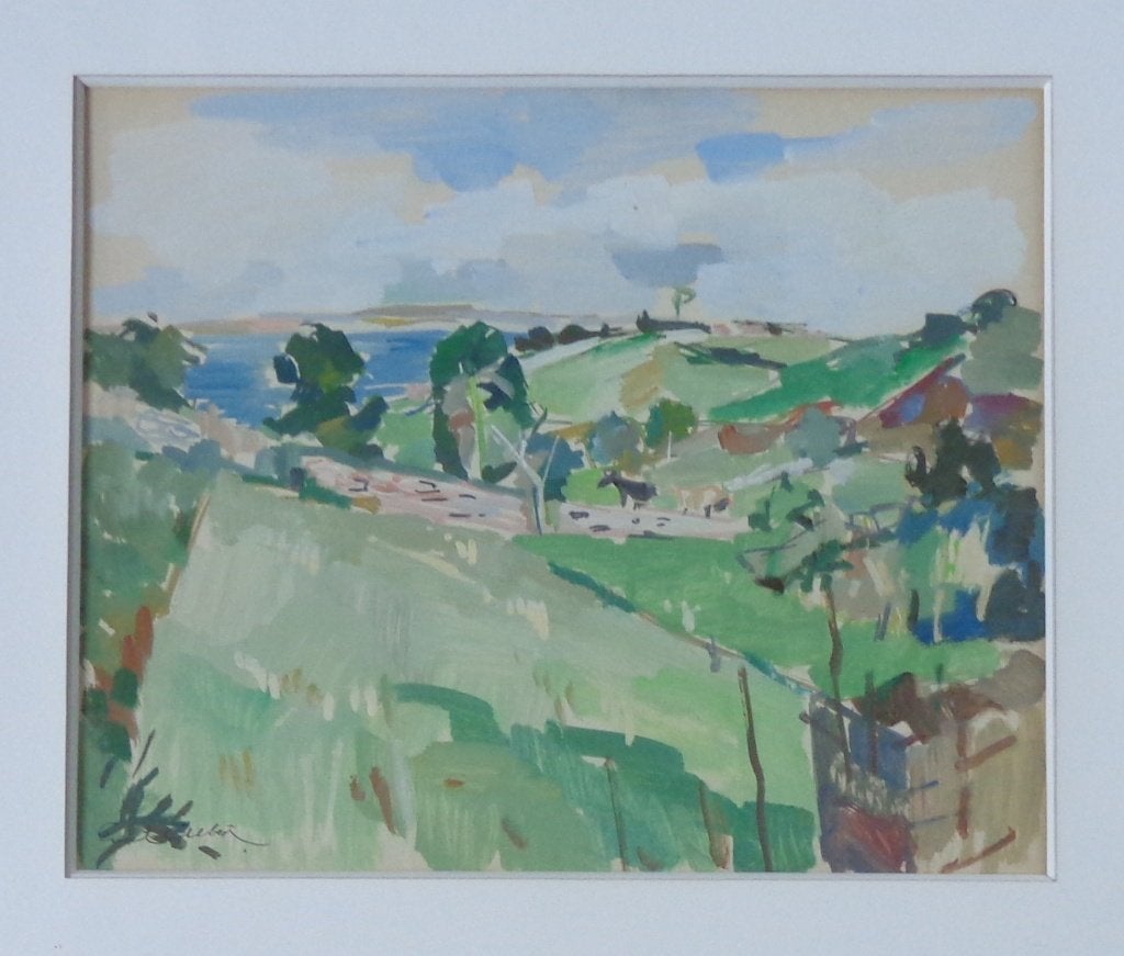 ERNEST ALBERT / BRETAGNE / ORIGINEEL WERK / 57x65cm / KADER, Expressionistisch, Ophalen of Verzenden, Landschap, Olieverf