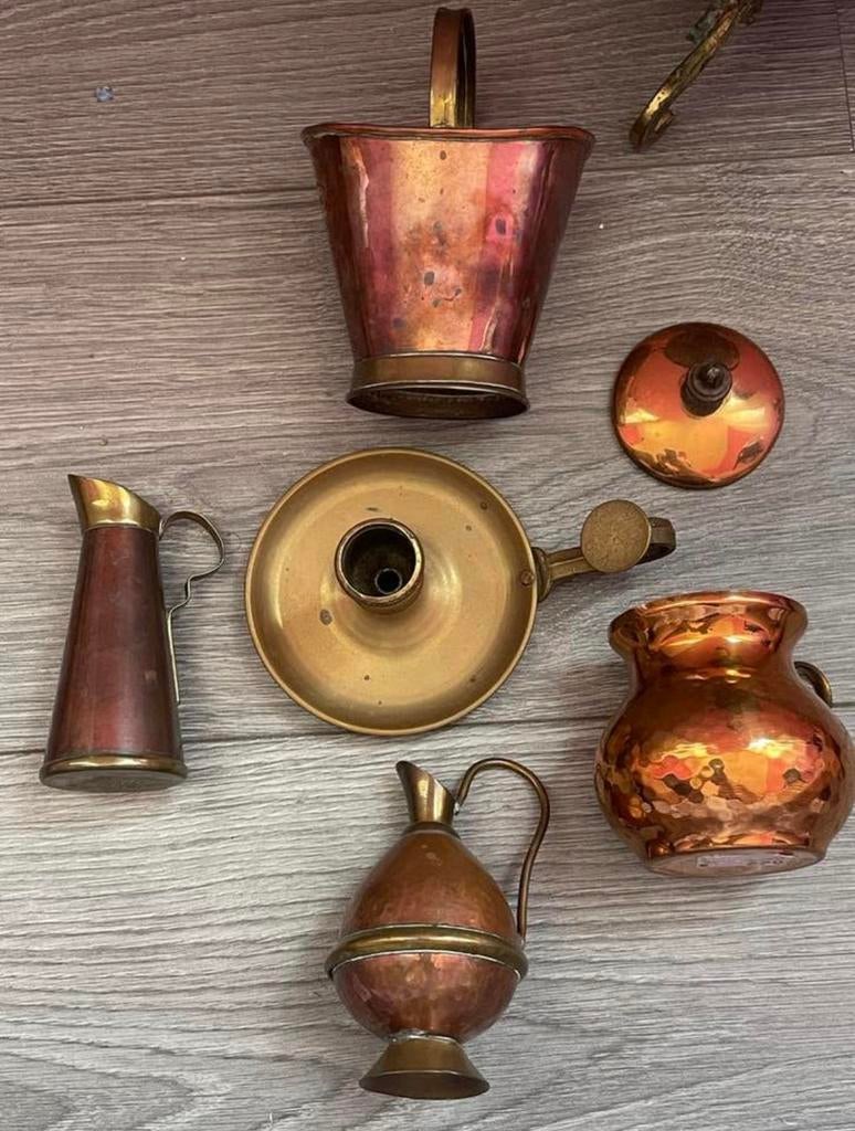 Collection d'objets décoratifs anciens en cuivre et laiton, Antiquités & Art, Enlèvement ou Envoi, Cuivre