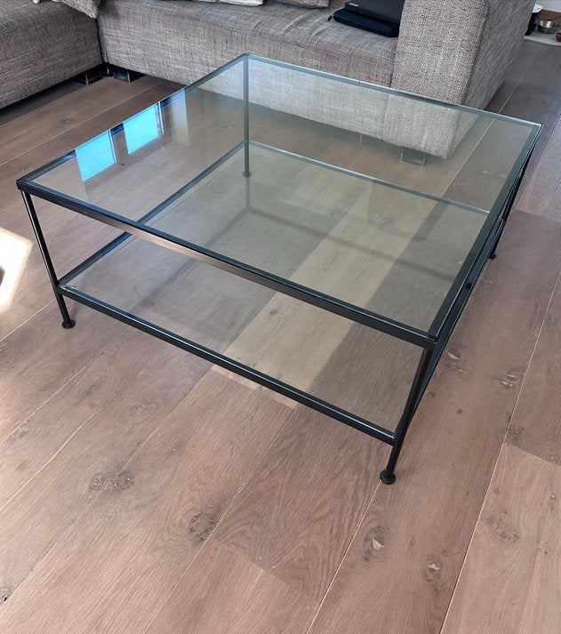 Salontafel in glas en staal, Huis en Inrichting, Ophalen, Gebruikt, Glas