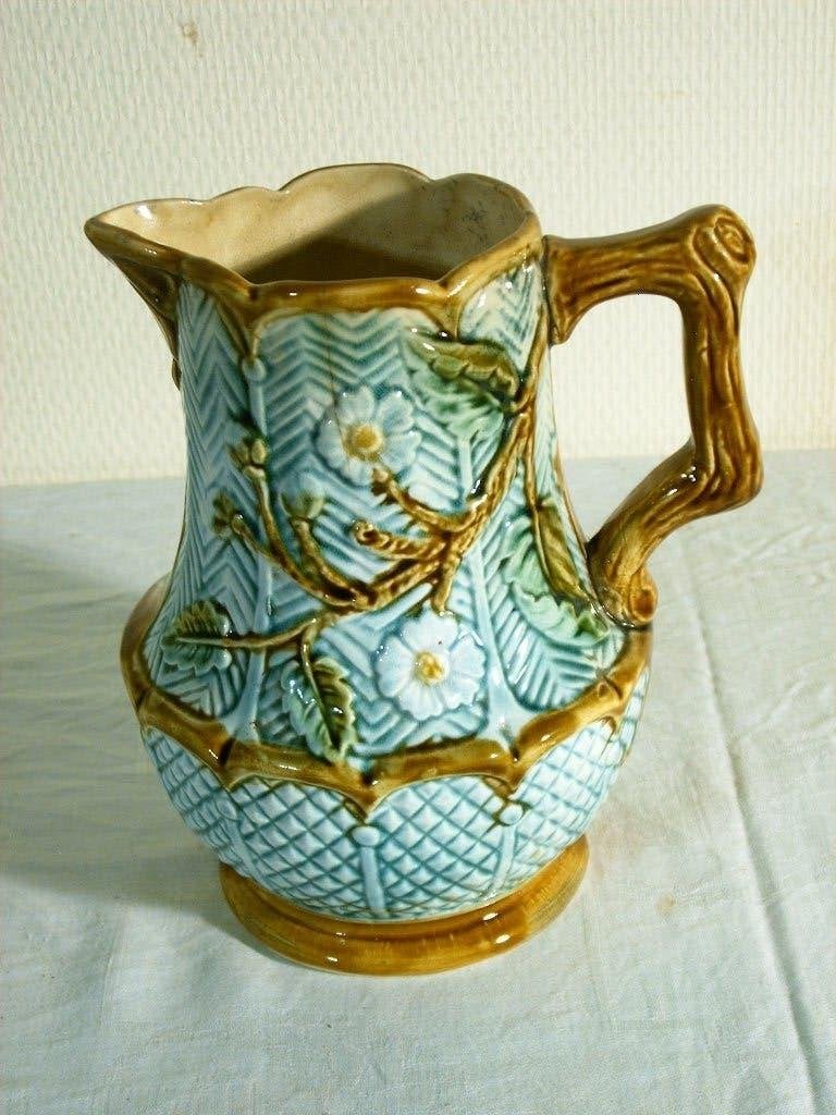 Antieke Franse barbotine kan, Antiek en Kunst, Ophalen of Verzenden