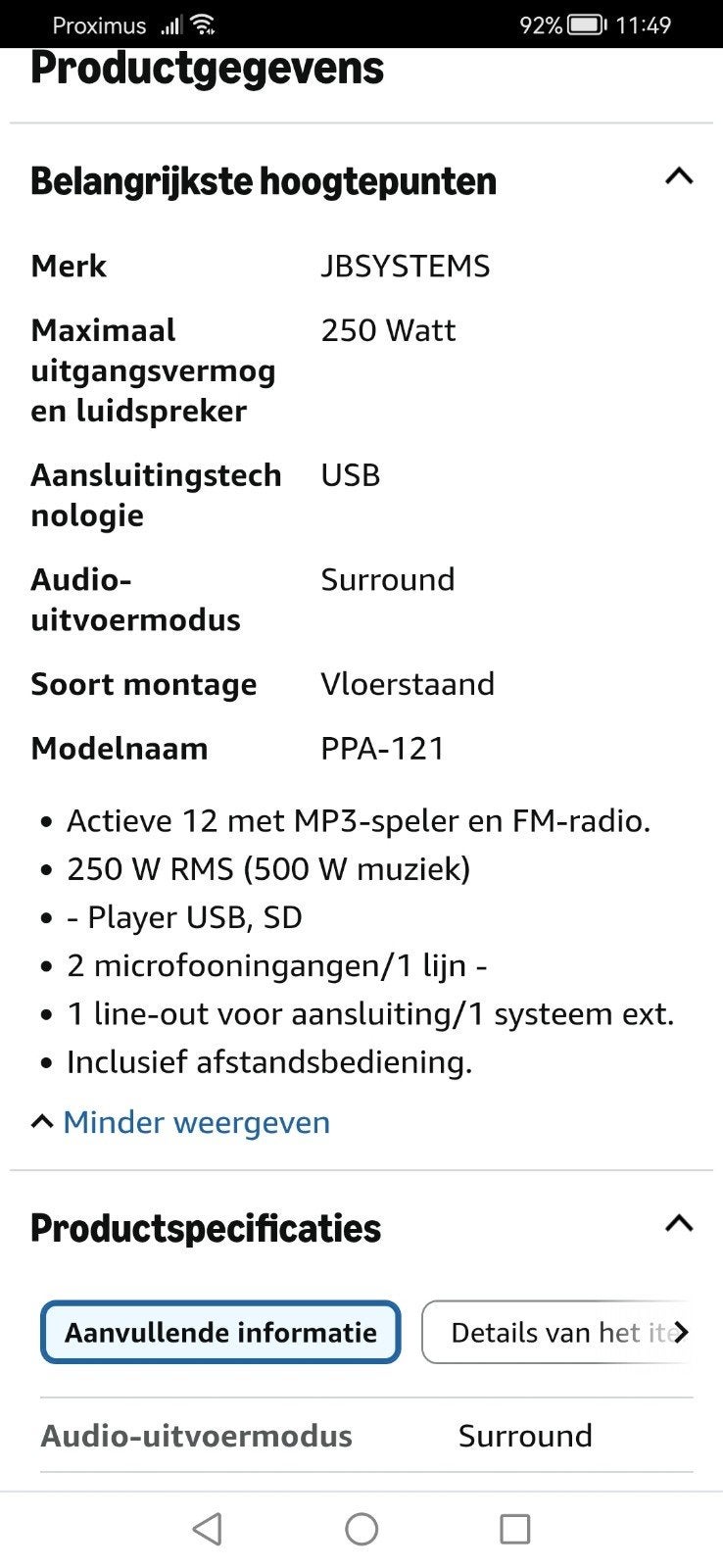 pa systeem ppa 121