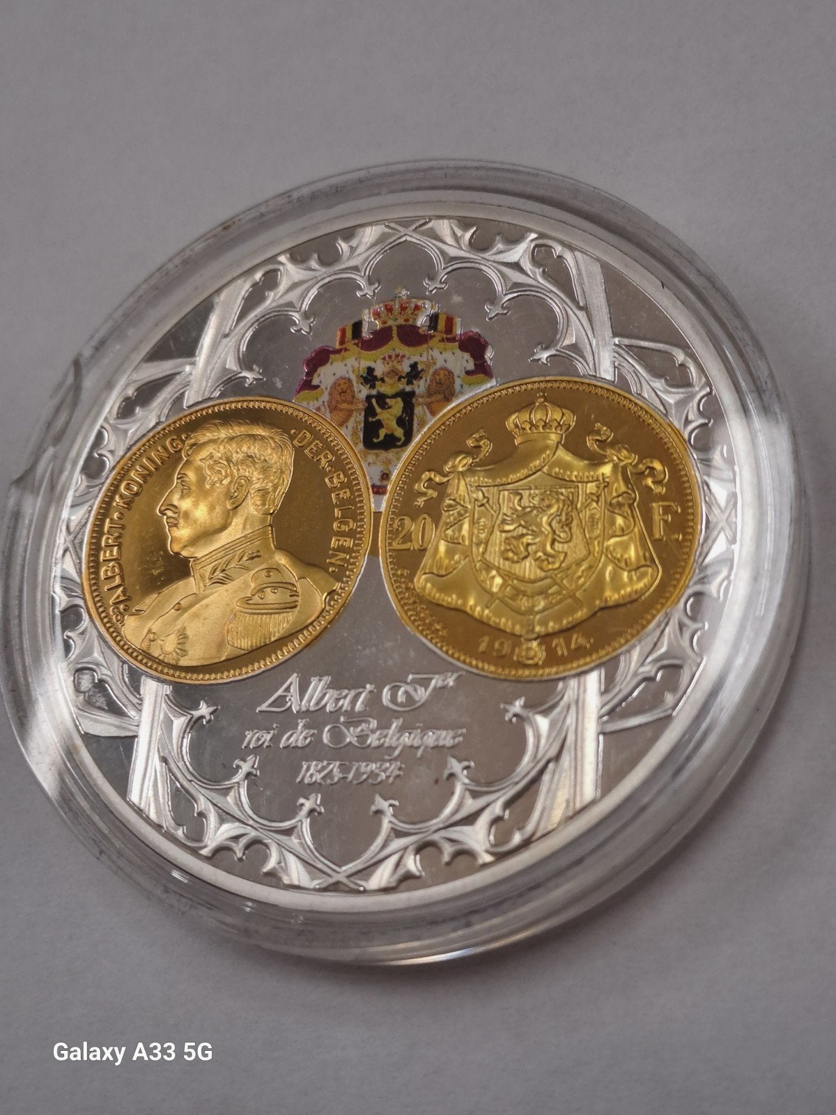 Belgique-Albert l-Medaille commémorative plaqué or/argent, Enlèvement ou Envoi, Autres matériaux