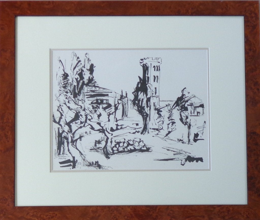 JAN VAERTEN / FIESOLE / ORIGINEEL WERK / 57x67cm / KADER, Antiquités & Art, Art | Dessins & Photographie, Enlèvement ou Envoi