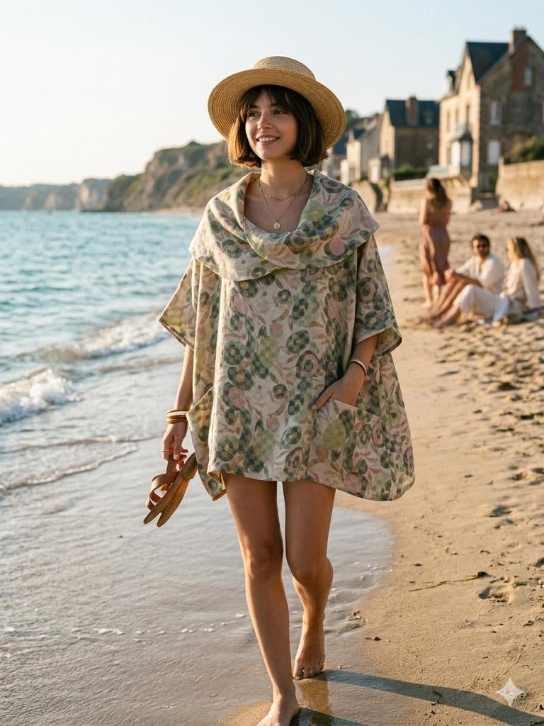 Tuniek/strandponcho van 100% LINNEN, Verzamelen, Verzenden