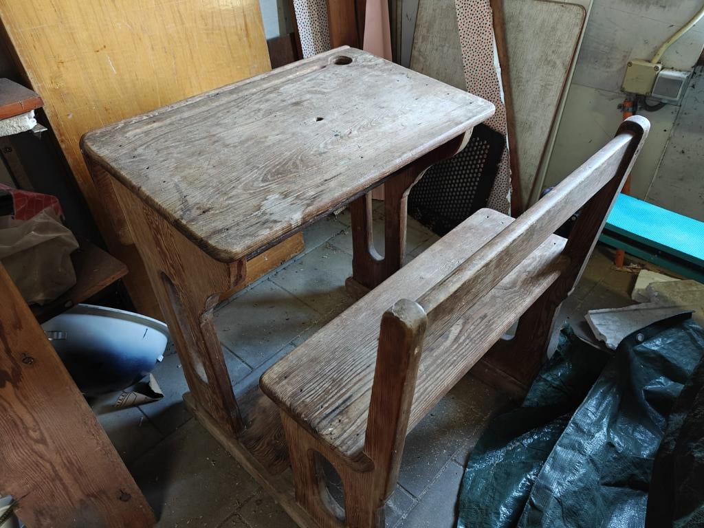 Houten lessenaar, vintage schoolbank, Ophalen