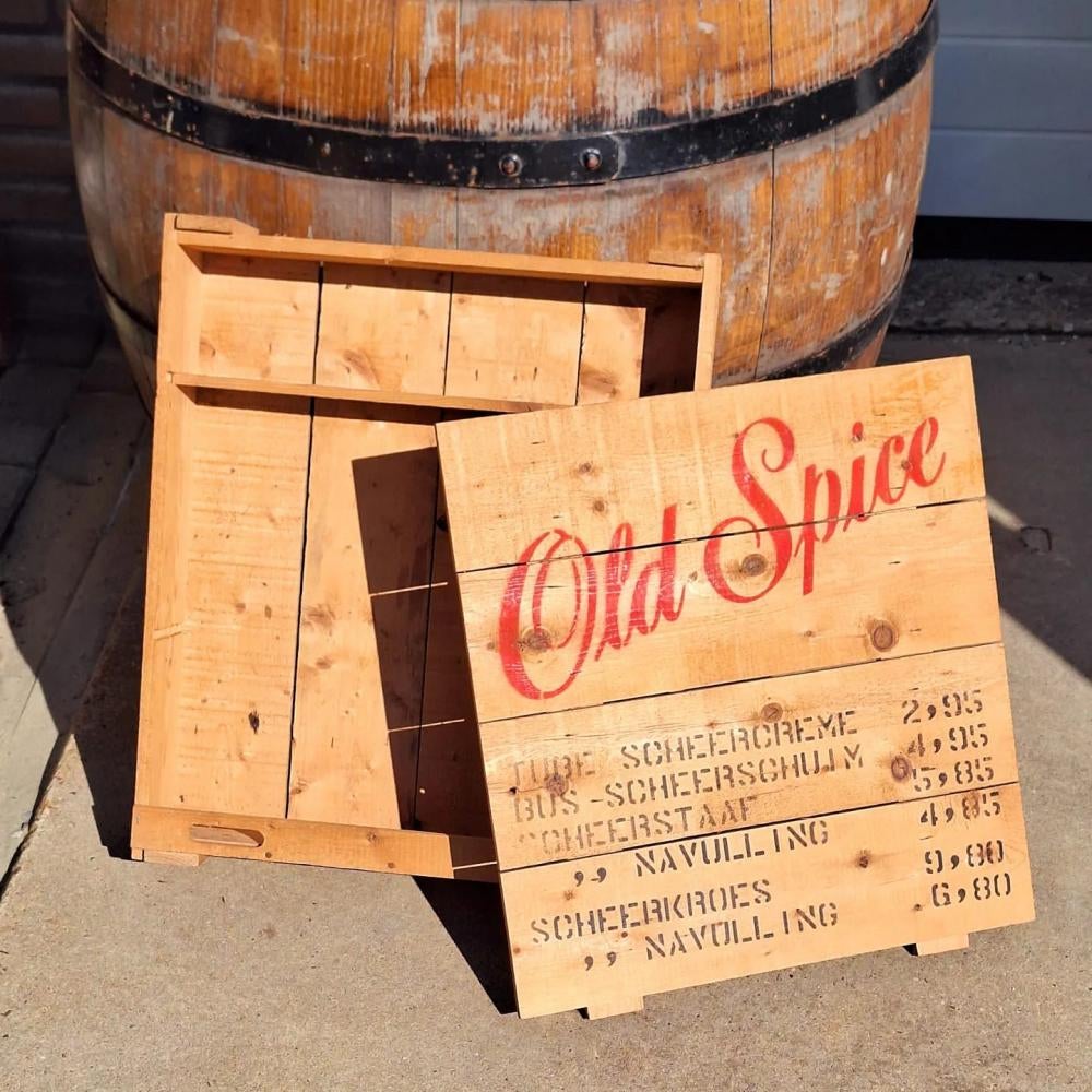Authentieke vintage winkelkist Old Spice scheerartikelen., Verzamelen, Merken en Reclamevoorwerpen, Ophalen of Verzenden, Gebruikt