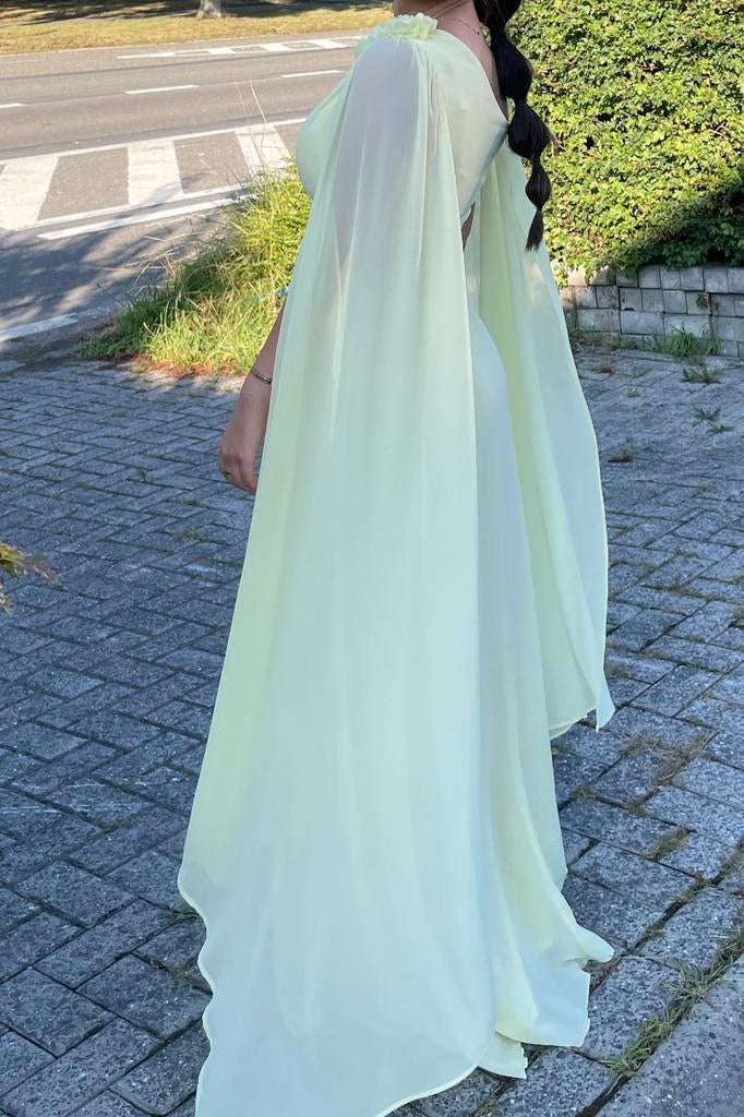 Pastelgele gelegenheidskleed, Kleding | Dames, Trouwkleding en Trouwaccessoires, Ophalen of Verzenden, Zo goed als nieuw, Geel