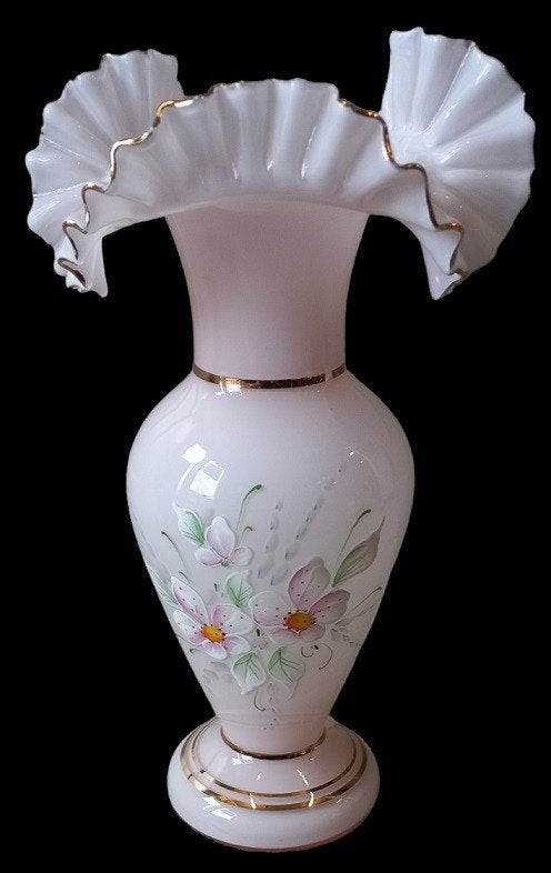 Vase en verre « rose » de la République tchèque., Antiquités & Art, Enlèvement