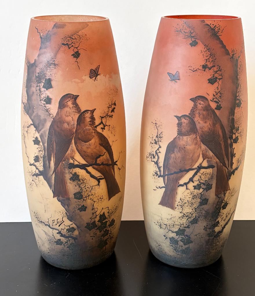 Vase P. JOST  2 vases ! art nouveau pâte de verre, Envoi