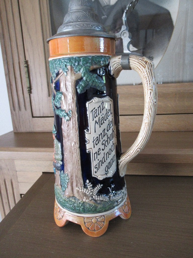 bierpot-keramiek-muziekdoos-muzikale bierpot-GERMANY-VINTAGE, Antiek en Kunst, Ophalen of Verzenden