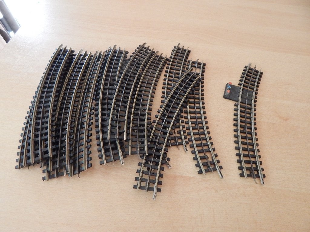 Trix-Express 4321 15x gebogen rails + aansluitrail, Gebruikt, Gelijkstroom, Trix, Rails