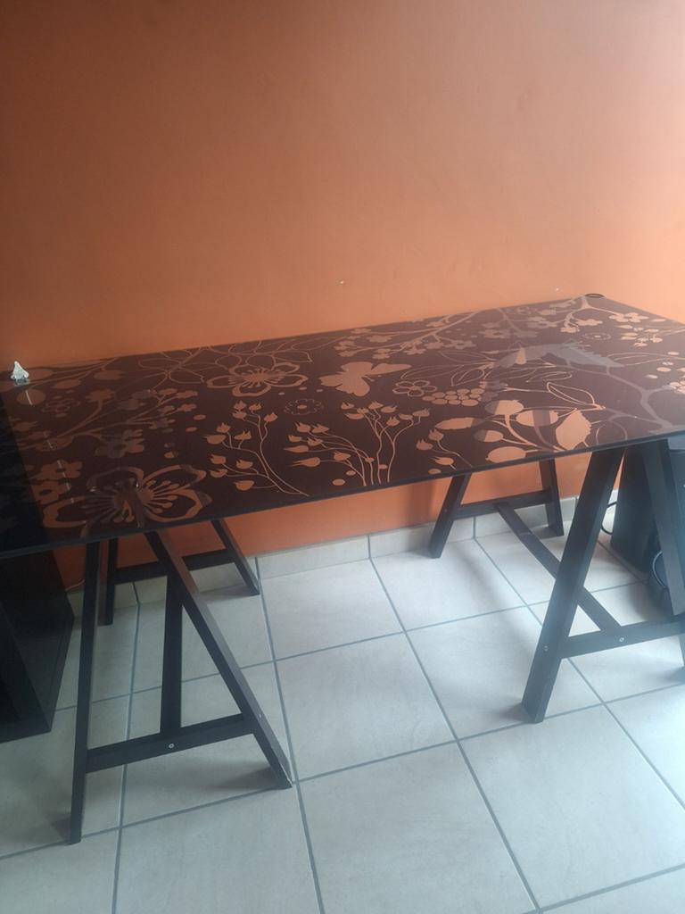 Glazen tafel 80 cm op 150 cm, Ophalen