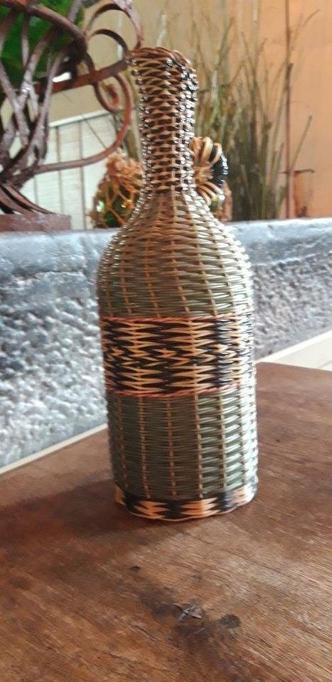 Scoubidou gevlochten fles met handvat, Ophalen of Verzenden