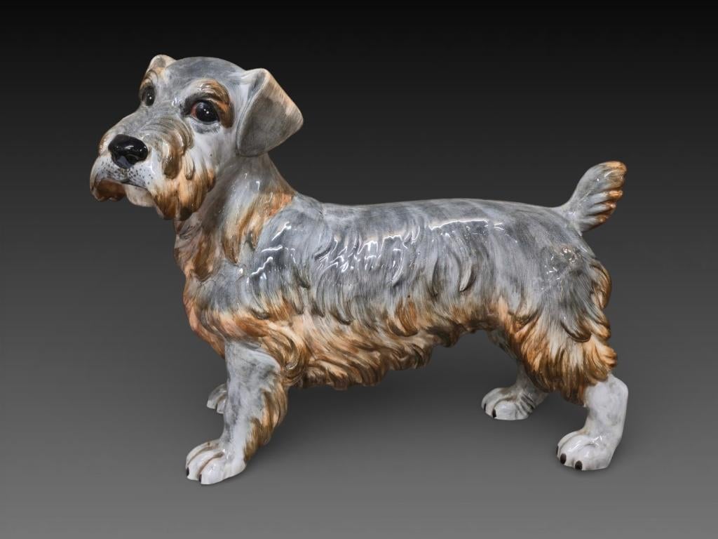 Sculpture de chien en porcelaine, 50 x 37 cm, Antiquités & Art, Enlèvement ou Envoi