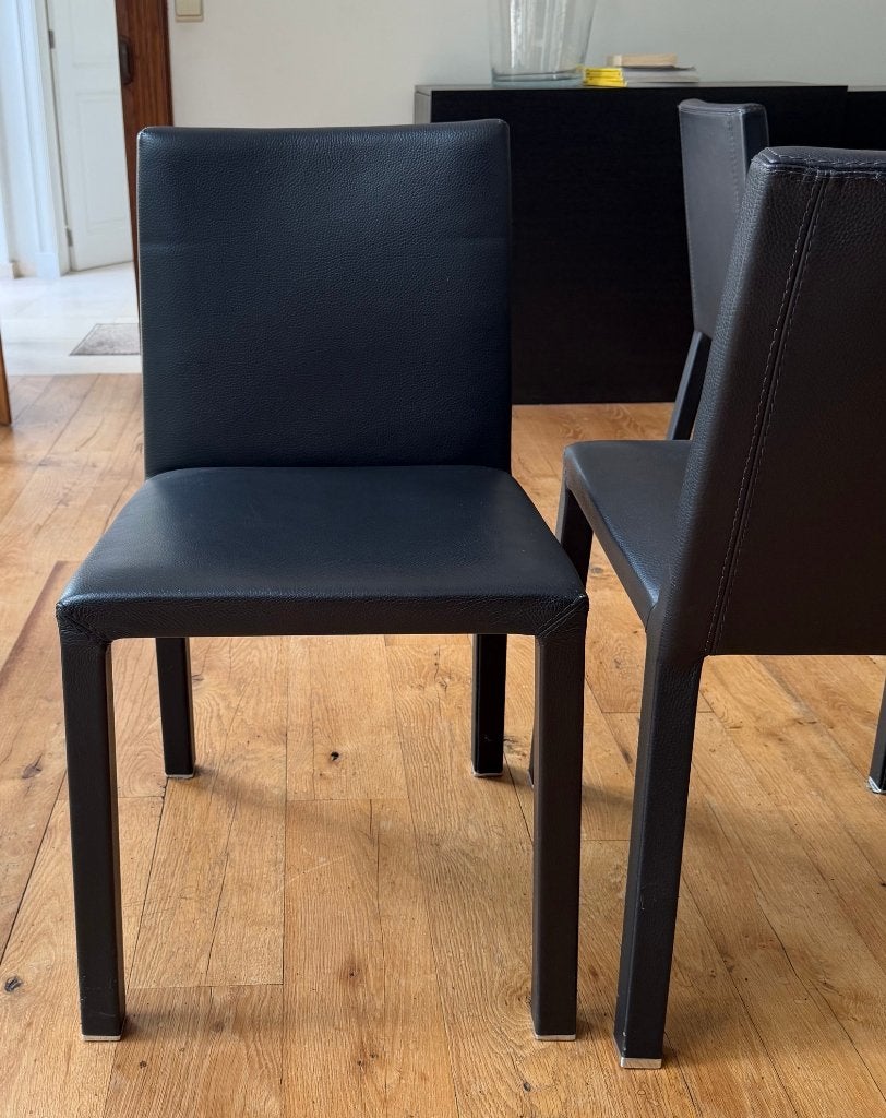 stoelen, Huis en Inrichting, Stoelen, Ophalen, Zwart, Leer, Zo goed als nieuw