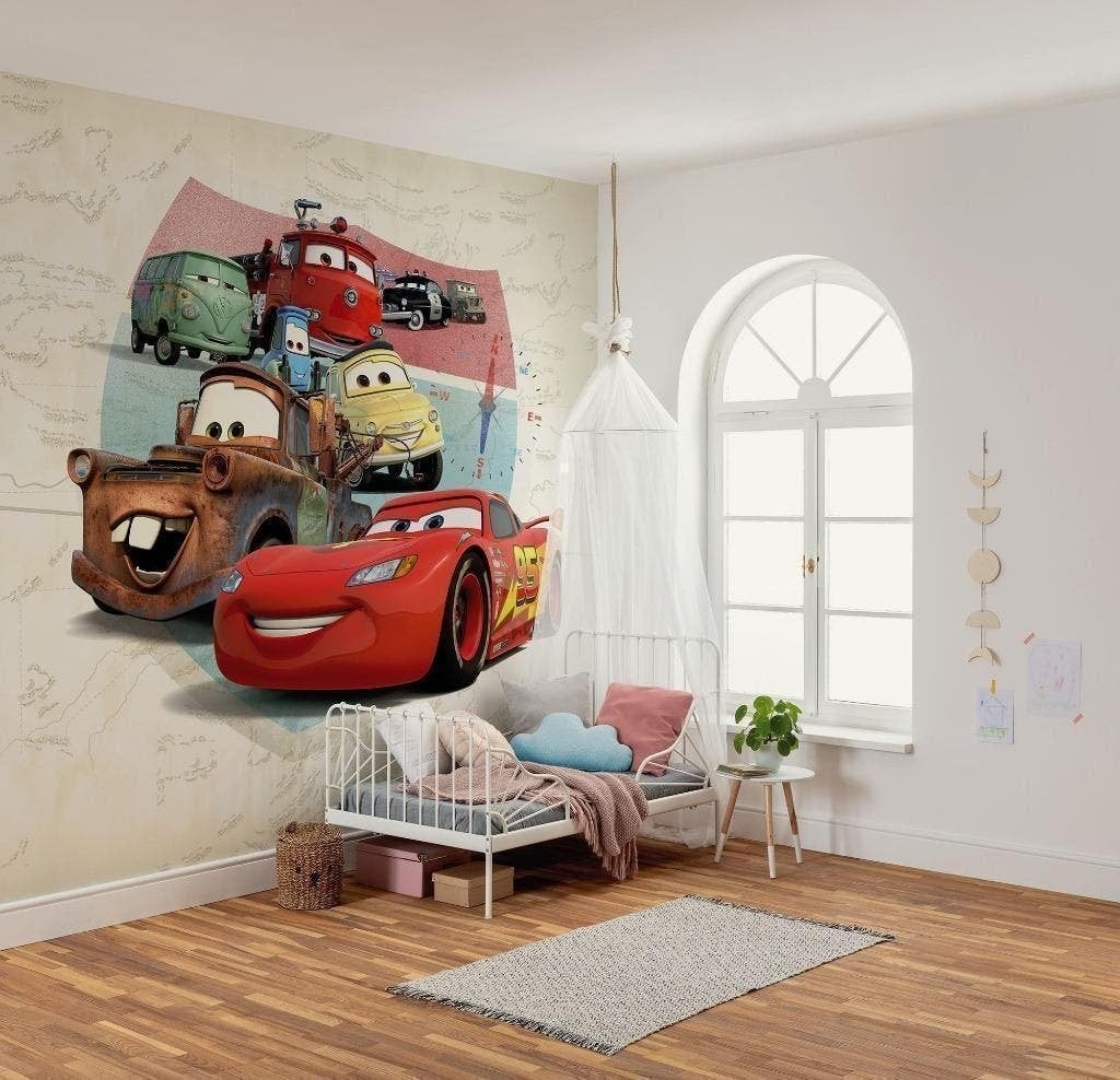 Disney Cars Vlies Behang - 250x250 cm - Gratis Verzending, Neuf, Multicolore, Disney, Décoration murale