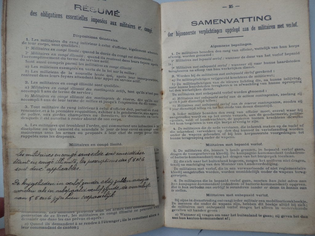 ABBL militair soldaat mobilisatie boekje Belgisch leger WW I, Collections, Objets militaires | Général, Enlèvement ou Envoi