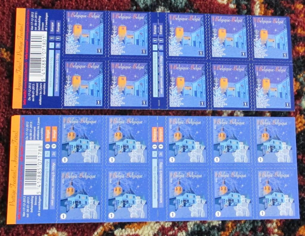 2 kerstboekjes 2012, Postzegels en Munten, Kerst, Frankeerzegel, Ophalen of Verzenden, Zonder stempel