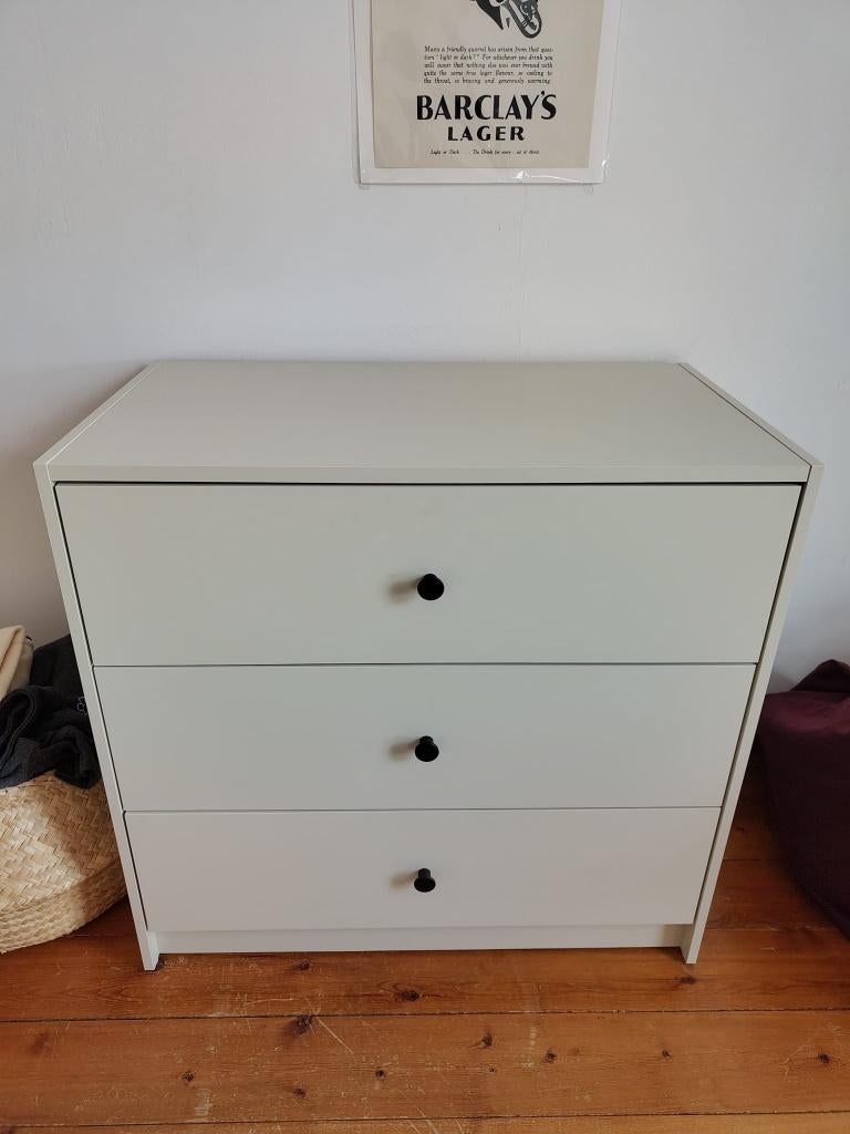 Comode gris, 3 ou 4 tiroirs, 25 à 50 cm, Moins de 100 cm, Comme neuf