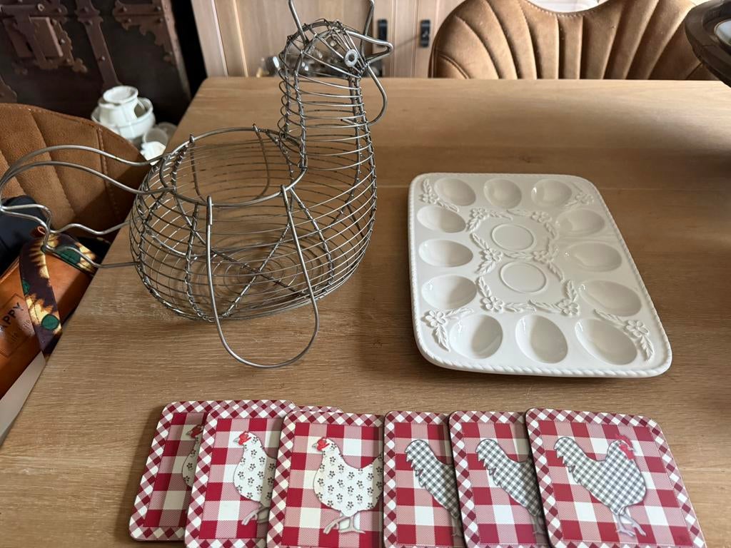 Kip-setje, Huis en Inrichting, Woonaccessoires | Schalen en Manden, Ophalen, Schaal