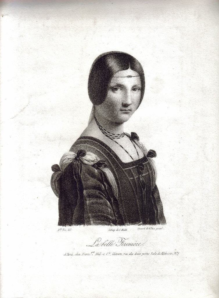 Charles Motte naar Mlle Bès litho "La Bellle Féroniere", Antiquités & Art, Original, Enlèvement, Portraits et figures, Lithographie