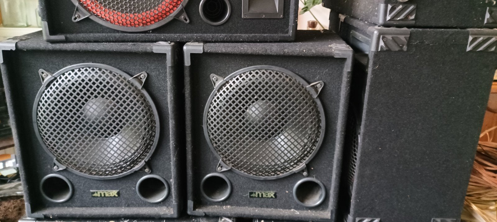 PA Setje Skytec 2 subs, 2 top, 2 monitor, 3 versterkers, Ophalen