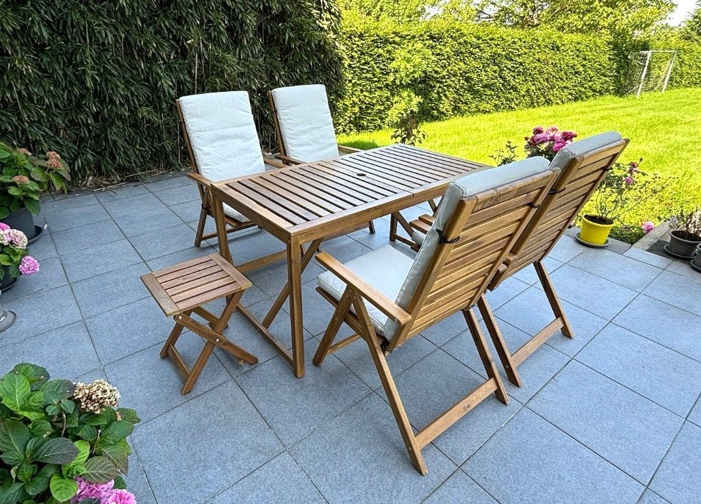 IKEA NÄMMARÖ tuinset – complete set met parasol, Salons de jardin, Comme neuf, Enlèvement, Bois