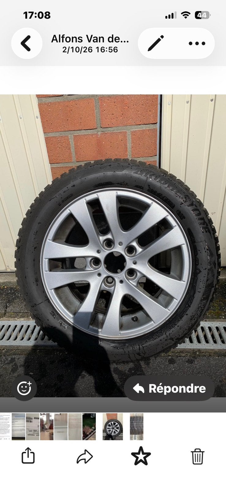 4 Bridgestone winterbanden op lichtmetalen velgen van BMW, Ophalen, 16 inch, Winterbanden, Band(en)