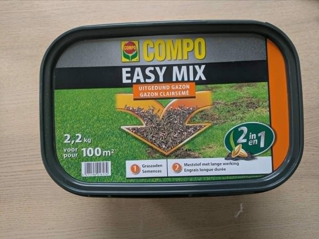 Grasvoeding met zaad 2,2kg - Compo Easy Mix, Ophalen of Verzenden, Nieuw, 20 m² of meer, Gras