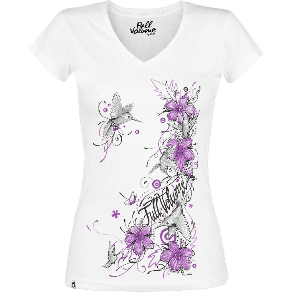 Tee-Shirt HIBISCUS COLIBRI - blanc - taille : S - neuf., Neuf, --- EMP ---, Manches courtes, Enlèvement ou Envoi