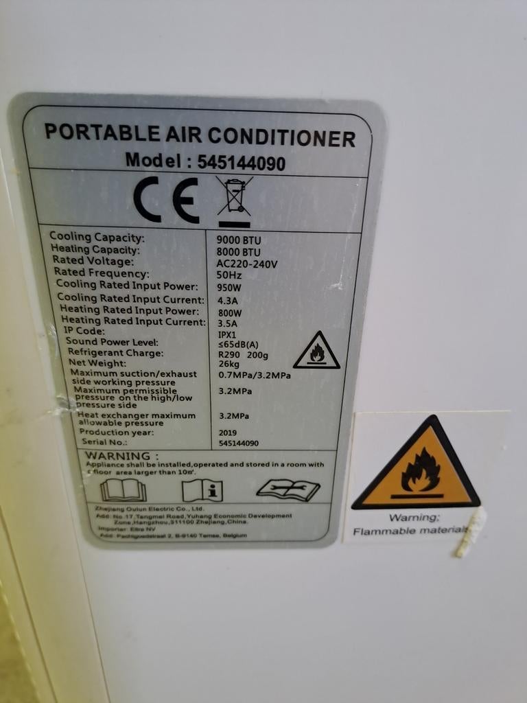 Climatiseur avec sortie 80mm, Enlèvement