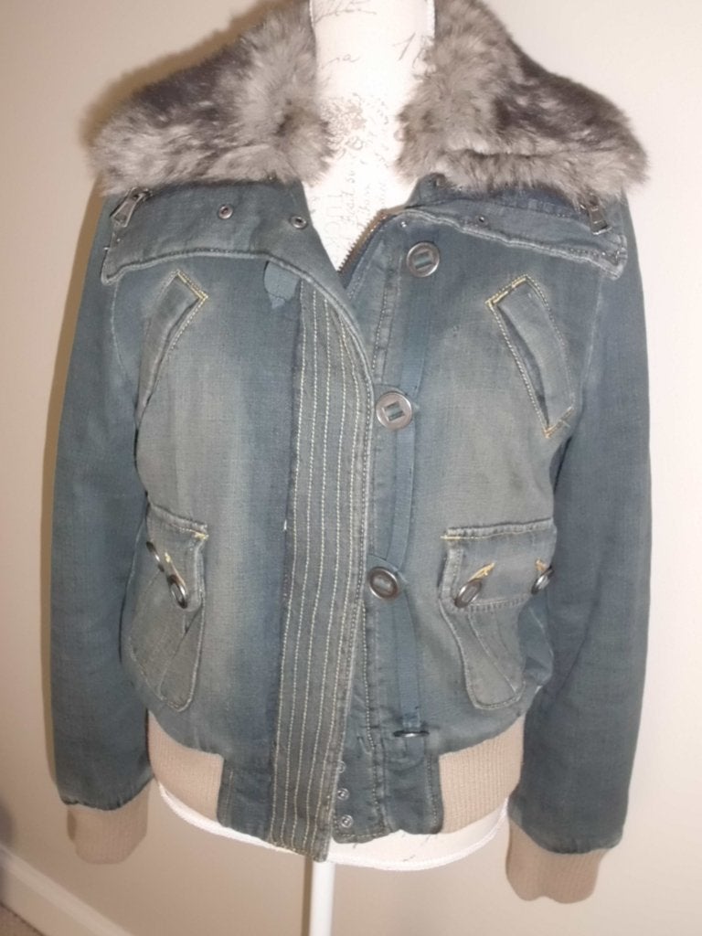 Winterjas met pels /  Dames / EDC Esprit / Large, Taille 42/44 (L), Enlèvement ou Envoi, Comme neuf, Bleu