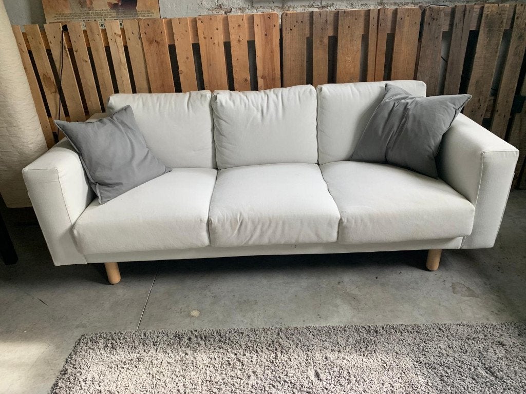 Witte 3-zitsbank/Witte driezitsbank, Ophalen, Gebruikt, Minder dan 75 cm, Driepersoons