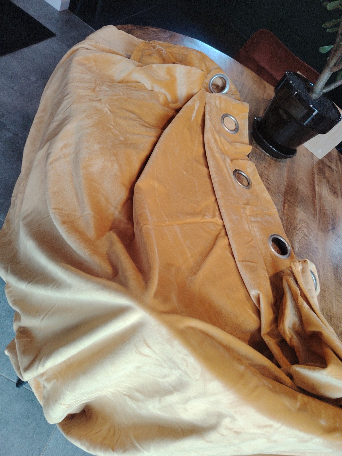 rideaux en velours ocre, Jaune, Velours, Comme neuf, Enlèvement