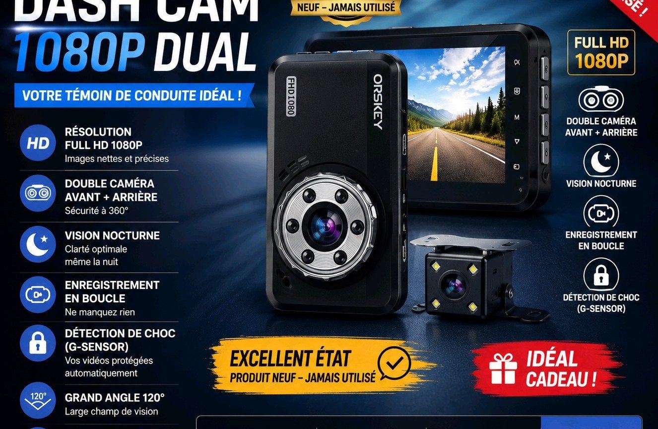 ORSKEY S800 Full HD 1080P 1080P AV/AR-dashcam met dubbele ca, Auto diversen, Dashcams, Ophalen of Verzenden